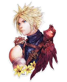 Final Fantasy VII Watercolor Cloud Die Cut Sticker