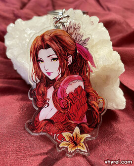 Final Fantasy VII Aerith Keychain Double Sided Clear Acrylic Glossy