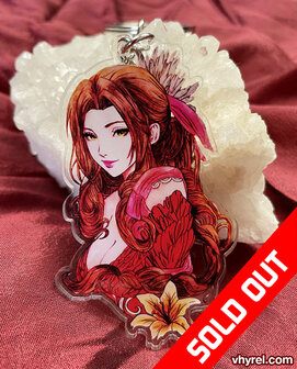 Final Fantasy VII Aerith Keychain Double Sided Clear Acrylic Glossy