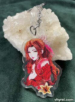 Final Fantasy VII Aerith Keychain Double Sided + Double Protection Clear Acrylic