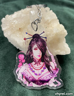 Final Fantasy X Lulu Keychain Double Sided + Double Protection Clear Acrylic