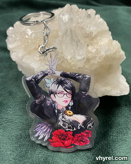 Bayonetta Keychain Double Sided + Double Protection Clear Acrylic