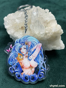 Darkstalkers Watercolor Felicia Keychain Double Sided + Double Protection Clear Acrylic