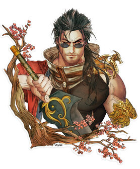 Final Fantasy X Watercolor Auron Die Cut Sticker