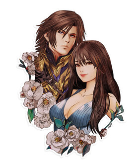 Final Fantasy VIII Squall Rinoa Sketch Die Cut Sticker