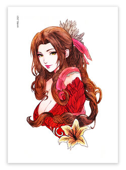 Final Fantasy VII Watercolor Aerith Print