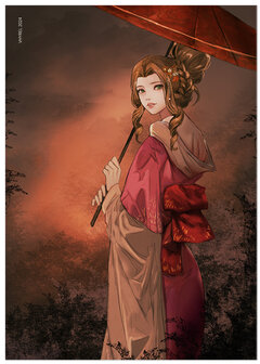 FFVII Kimono Aerith Print