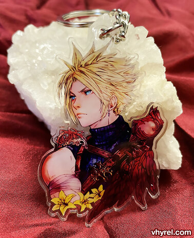 Final Fantasy VII Cloud Keychain Double Sided Clear Acrylic Glossy