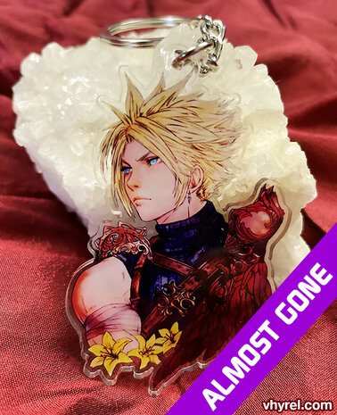 Final Fantasy VII Cloud Keychain Double Sided Clear Acrylic Glossy