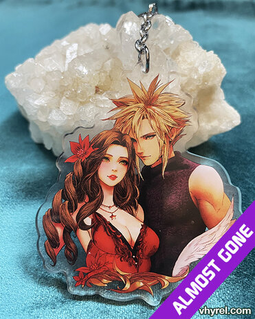 Final Fantasy VII Cloud Aerith Portrait Keychain Double Sided + Double Protection Clear Acrylic