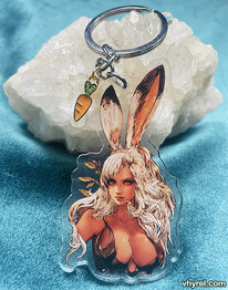 Final Fantasy XII Fran Portrait Keychain Double Sided + Double Protection Clear Acrylic + Charm
