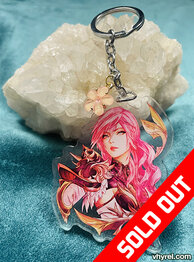 Final Fantasy XIII Lightning Keychain Double Sided + Double Protection Clear Acrylic + Charm