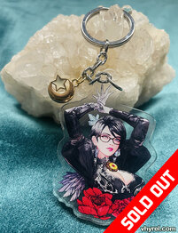 Bayonetta Keychain Double Sided + Double Protection Clear Acrylic + Charm