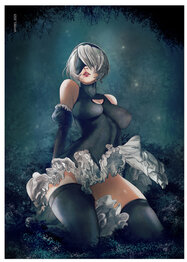 Nier Automata 2B Forest Print